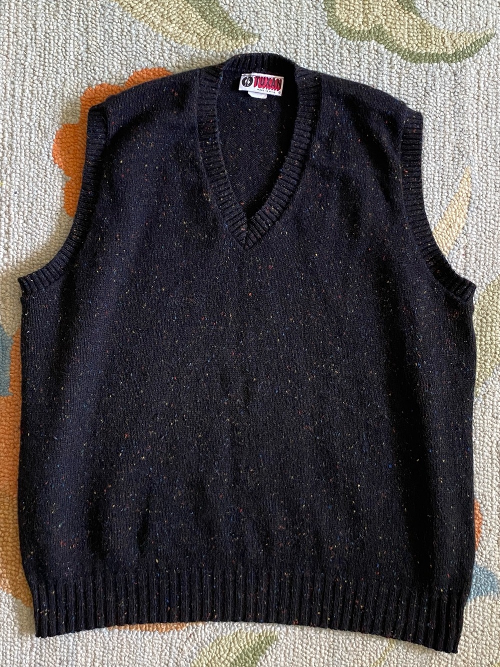 Vintage Tuxan Shetland Wool Blend Sweater Vest With Multicolor Flecks
